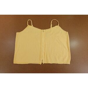 Idyllwind Womens Size XXL Yellow Rib Knit Lace Trim Cropped Tank Top NWT